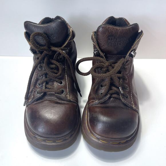DR MARTENS 8542 England Chunky Platform Leather Ankle Boots in Brown Size 7M/8W - Picture 3 of 13